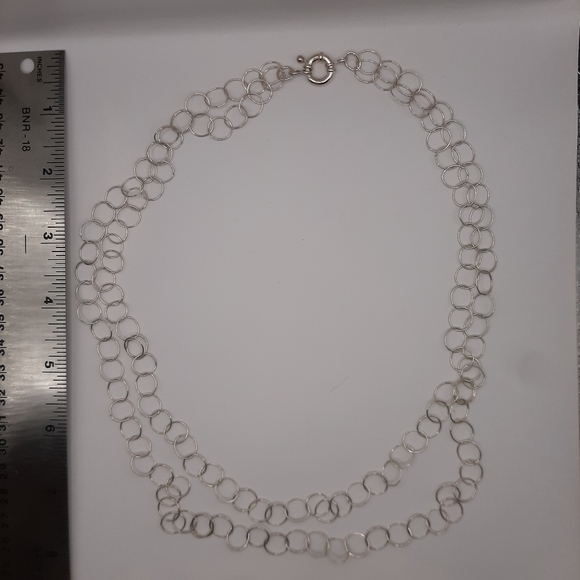 Delicate Silver Double Chain Necklace - Picture 2 of 3